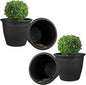 Sunnydaze 24-Inch Anjelica Large Plastic Pot for Plants - Outdoor Double-Walled Large Plastic Planter with Drillable Drainage Holes - Matte Black - 4pk