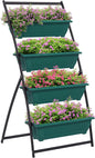Outsunny Raised Garden Bed, 4 Tier Vertical Garden Planter Set, 4 Outdoor Planter Boxes with Stand, Self Draining Design Elevated Garden for Vegetable, Flowers & Herbs, Green