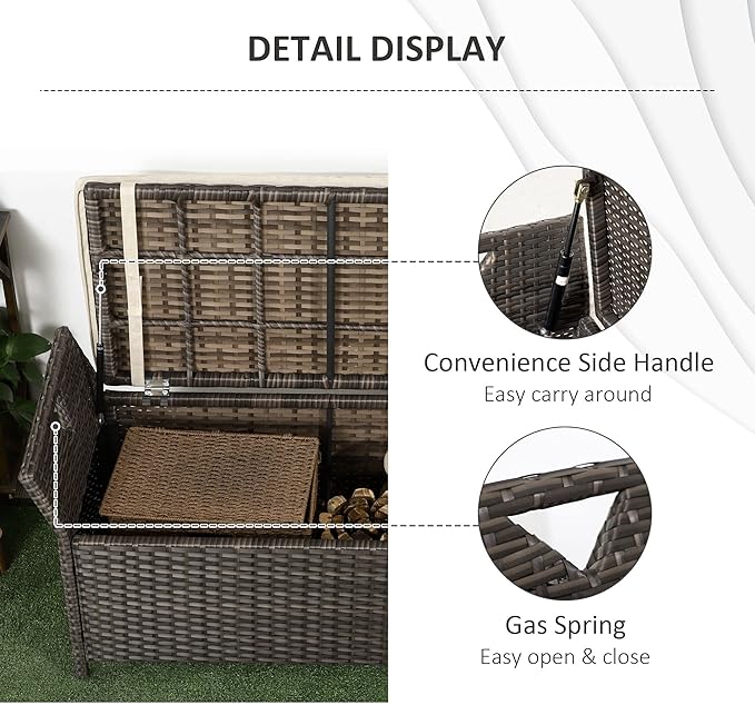 Storage Bench, Patio Wicker Look, 29 Gallon Red Rattan
