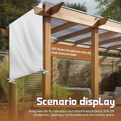 Universal Pergola Replacement Canopy Outdoor Canopy Shade Cover Waterproof Shade Top Cover for Outdoor Patio Porch Backyard(17 x 6.8 ft,Beige)