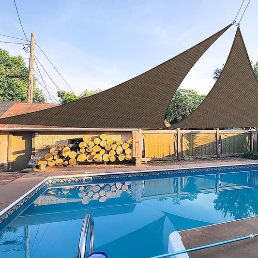 E&K Sunrise 17' x 17' x 17' Sun Shade Sail Triangle Canopy Shade Cover UV Block for Patio Backyard Garden Outdoor (Brown)