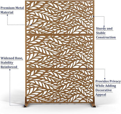 Outdoor Privacy Screen,72" H×47" W Metal Privacy Screen, Freestanding Privacy Fence Panels for Patio