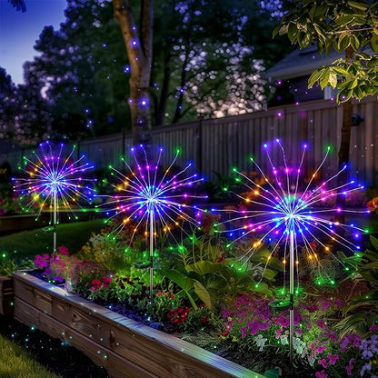Solar Garden Lights Outdoor Decor: Fireworks Light Waterproof for Yard Decorations Outside - LED Fairy Sparklers Firework Lighting for Patio Decorative - Easter Birthday Home Gifts for Grandma Mom