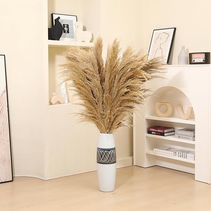 Dried Pampas Grass Stems, 9 Pack, 46-48 Inch Brown Plumes