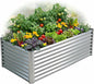 Galvanized Raised Garden Bed Kit Outdoor Patio,6x3x2ft Large Rectangular Metal Planter Boxes,Deep Root Box Planter for Gardening, Vegetables, Flowers, Herbs, 1 Pack, Silver