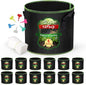5 Gallon Grow Bags 12 Pack - Thickened Nonwoven Aeration Planter Bags with Handles, Plant Tags & Seedling Bags, Heavy Duty Black Fabric Pots for Vegetable Gardening Garden Outdoor