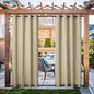 NICETOWN Canvas Patio Curtains for Outdoor Waterproof 2 Panels, Home Fashion Machine Washable Grommet Top & Bottom Fixed Thermal Insulated Privacy Drapes for Balcony/Gazebo, 55" W x 108" L, Taupe