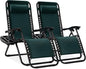 Best Choice Products Set of 2 Adjustable Steel Mesh Zero Gravity Lounge Chair Recliners w/Pillows and Cup Holder Trays - Forest Green