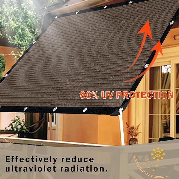 Mocha Sun Shade Cloth,Pergola Shade Cover with Reinforced Grommets,90% Shade Fabric Fence Privacy Screen Balcony,Pergola Shade Cover Canopy Garden Carport Porch Deck Patio Shade Cover,4x6FT