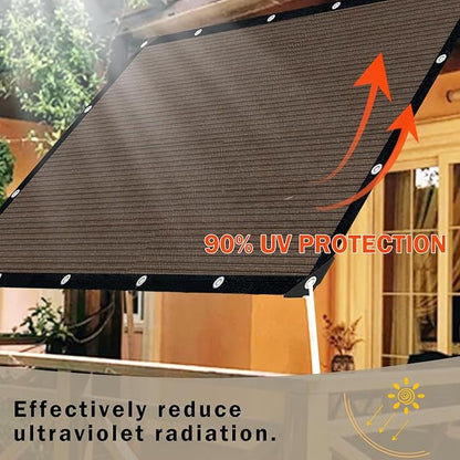 Sun Shade Cloth with Grommets,90% UV Protection Shade Fabric,Pergola Shade Cover Canopy Fence Privacy Screen Balcony,Brown Sunshades for Patio Pergola Garden Backyard Outdoor,Mocha-8x8FT