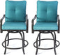 Kozyard Isabella Outdoor Swivel Bar Chairs, Counter Height Patio Bar Stools Set of 2 with Cushioned Seats, All-Weather Metal Bistro Chairs for Backyard Dining (Aqua, with Cushion)