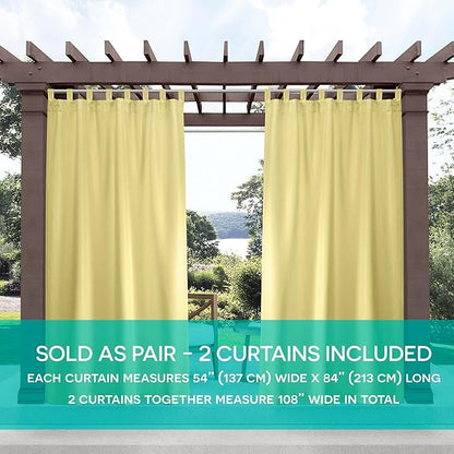 Exclusive Home Cabana Solid Indoor/Outdoor Light Filtering Hook-and-Loop Tab Top Curtain Panel Pair, 54"x144", Sundress