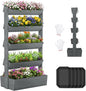 SUNYRISY 5 Tiers Vertical Raised Garden Bed Outdoor Planter Tower, Wooden Freestanding Planter Box for Planting Herbs Flowers Vegetables Patio Balcony Indoor Outdoor Gardening, Grey
