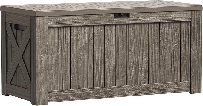 Deck Box, 120 Gallon Outdoor Storage Bin with Lid in Coffee Finish