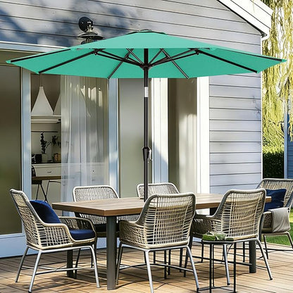 AreShark 9 FT Patio Umbrella for Outdoor, Outdoor Umbrella with Push Button Tilt and Crank, Outdoor Patio Umbrellas with 8 Sturdy Ribs for Market, Garden, Deck, Backyard, Pool (Peacock Blue)