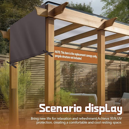 Universal Pergola Replacement Canopy Outdoor Canopy Shade Cover Waterproof Shade Top Cover for Outdoor Patio Porch Backyard(12 x 8 ft,Coffee)