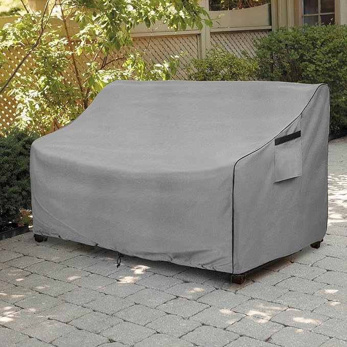 Sofa Cover for Patio Loveseats and 3-Seat Sofas, Waterproof Polyester in Grey