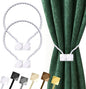 Hion Magnetic Curtain Tiebacks White 2pcs, Curtain Tiebacks Buckles Holdbacks Holders Hooks Clip for Home Bedroom Office Decorative Curtain