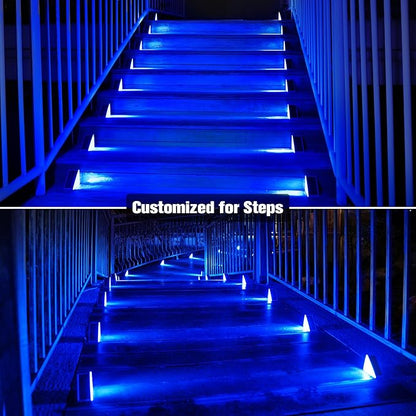 VOLISUN Solar Stair Lights 8 Pack, Solar Step Lights Outdoor Waterproof IP67, LED Outdoor Step Light,Outdoor Light Decor for Garden Stair, Deck, Front Step and Front Porch（Blue Lighting）