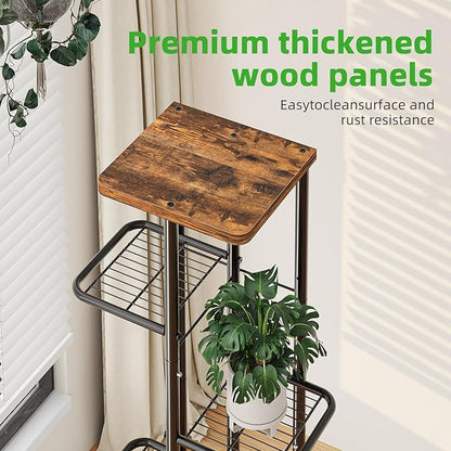 Simple Trending Plant Stand Indoor, Tall 6 Tier Metal Plant Shelf for Multiple Plants, Tiered Flower Pot Stands for Patio Garden Balcony Living Room Bedroom, Brown