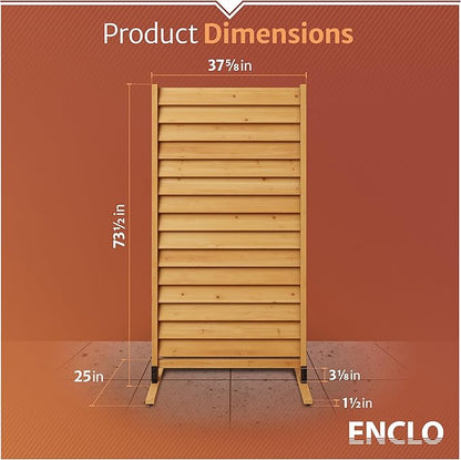 6.1ft H x 3.1ft W (1 Panel) Freestanding or Surface Mounted Enclo Sierra Privacy Screen, Wood Fence Screen, Outdoor or Indoor Decorative Privacy Panel, Great for Balcony, Patio, Deck, AZ18031
