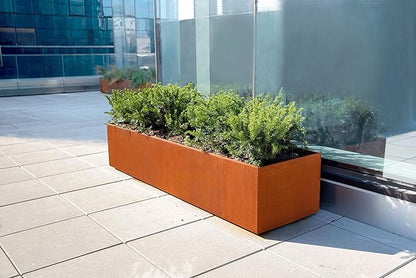 Plantercraft Extra Large Planters Outdoor 96 Inch - Large Rectangular Planters for Outdoor Plants, Corten Steel Planter Box for Garden & Patio Dividers, Metal Planter Rectangle, Fully Assembled