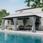 LAUSAINT HOME Semi-Permanent Outdoor Patio Gazebo 10'x20', Heavy Duty Party Tent Shelter with Double Roofs, Mosquito Nettings and Privacy Screens for Backyard, Garden, Lawn, Gray