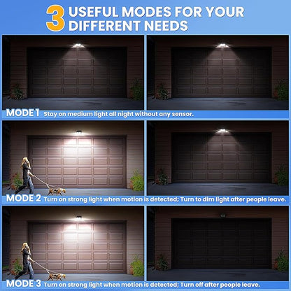 [2 Packs] Solar Motion Sensor Outdoor Lights, Super Bright Solar Lights Outdoor Waterproof, 3 Lighting Modes Security Wall Light for Outside Walking Dog Fence Backyard Deck Garden Door Step Garage