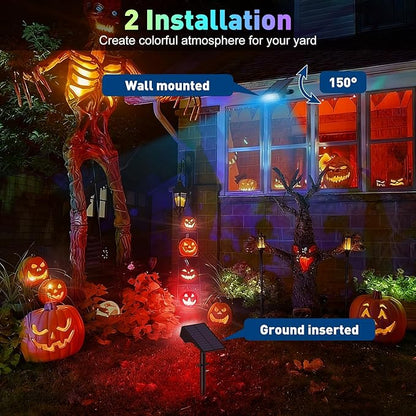 Solar Color Changing RGB Spot Lights Outdoor, 6 Pack/7 Lighting Modes Multicolor Outdoor Lights for Yard Waterproof IP68, Halloween Christmas Solar Landscape Powered Lights Garden Pathway