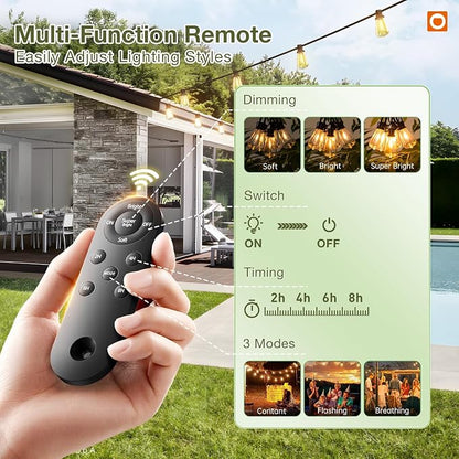 String Lights, 33 FT Solar Outdoor Lights with Remote and USB Port