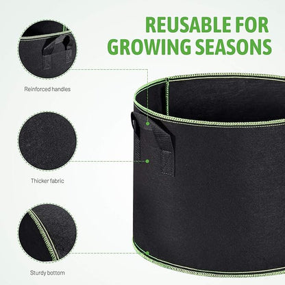Delxo Garden Grow Bags 5 Gallon 10Pack Reusable Plant Growing Bags Fabric Pots for Planting Vegetable