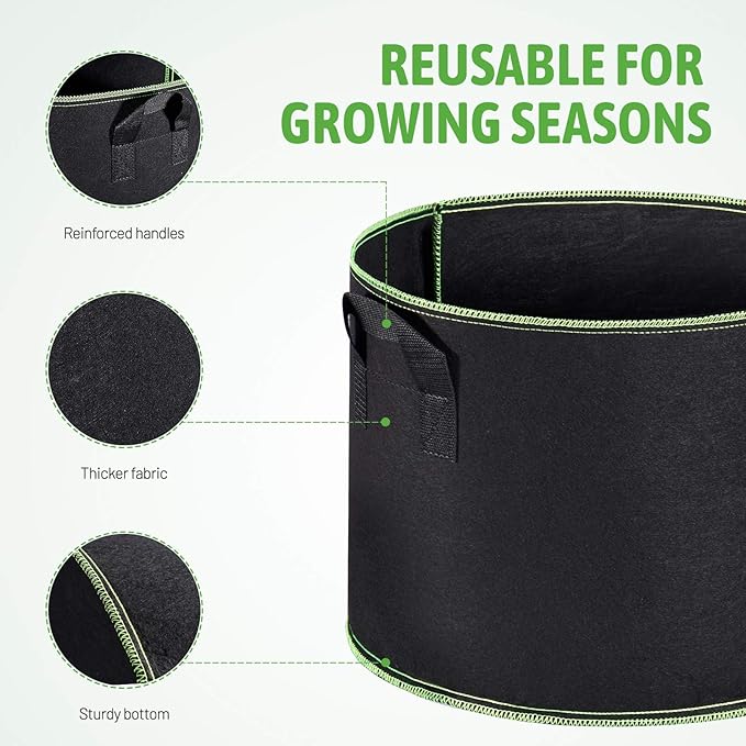 Delxo 10-Pack 3 Gallon Grow Bags Heavy Duty Aeration Fabric Pots Thickened Nonwoven Fabric Pots Plant Grow Bags with Handles