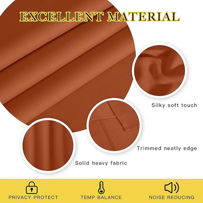 NICETOWN Blackout Curtains & Drapes - Privacy Thermal Efficiency Backdrop Curtains for Bedroom Room Divider Living Room Patio Sliding Glass Door, Wide 80 x Long 144 inch, Burnt Orange, 1 Panel