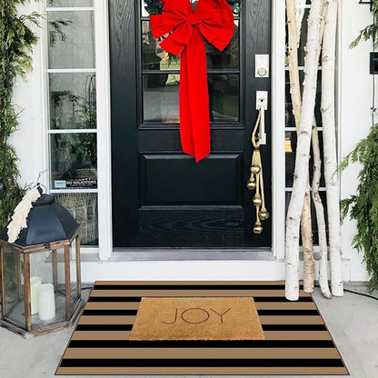 Outdoor Rugs Striped Door Mat, Brown and Tan, 2 x 3 Ft