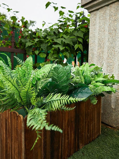 Artificial Greenery Bundle, 14 Bunches, 11 Varieties, UV-Resistant Plastic