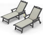LUE BONA Chaise Lounge Chair Outdoor Set of 4, HDPS and HDPE Wicker Material, Patio Lounge Chair with Adjustable Backrest, Resin Pool Lounge Chairs with Wheels for Backyard, Poolside and Deck