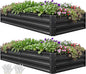 YITAHOME 6x3x1ft 2pcs Large Raised Garden Bed Kit, Galvanized Metal Planter Box with Gloves, Ground Nails, Support Rod, Outdoor Above Ground Planters for Plants Vegetables Flowers, Black