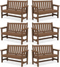 SERWALL Outdoor Bench, HDPE Outdoor Benches Weatherproof, 2-Person Garden Bench with 660 lbs Weight Capacity, Patio Benches for Outdoors, Garden, Porch, Backyard and Park, Brown, 6 Pack