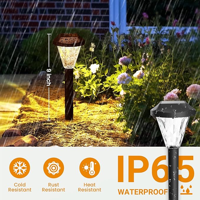 GIGALUMI 10 Pack Solar Lights Outdoor Waterproof, Outdoor Solar Lights for Yard, Solar Garden Lights, Yard Decorations Outdoor for Pathway, Patio, Garden, Driveway, Lawn, and Landscape(Warm White)