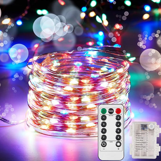 Indoor String Lights 65.6 Ft Battery Powered LED with Remote Control