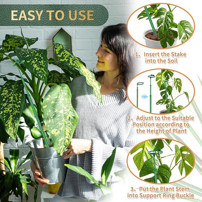 Telescoping Plant Stakes,7Pcs 14.3In to 25In Adjustable Monstera Plant Support Orchid Sticks with Clips, Plant Sticks Support Tall for Monstera,Orchids,Tomatoes,Vines & Indoor Outdoor Plants