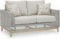 Signature Design by Ashley Seton Creek Cottage Nuvella Weather Resistant Fabric Outdoor Loveseat with Cushion and 2 Throw Pillows, Light Brown & Light Gray