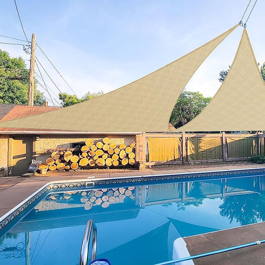 E&K Sunrise 12' x 12' x 12' Sun Shade Sail Triangle Canopy Shade Cover UV Block for Patio Backyard Garden Outdoor (Sand)