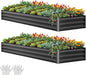 YITAHOME 12x4x1ft 2pcs Large Raised Garden Bed Kit, Galvanized Metal Planter Box with Gloves, Ground Nails, Support Rod, Outdoor Above Ground Planters for Plants Vegetables Flowers, Black