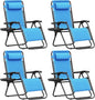 Homall Zero Gravity Chair Patio Folding Lawn Outdoor Lounge Gravity Camp Reclining Lounge Chair with Cup Holder Pillows for Poolside Backyard and Beach Set of 4 (Sky Blue)