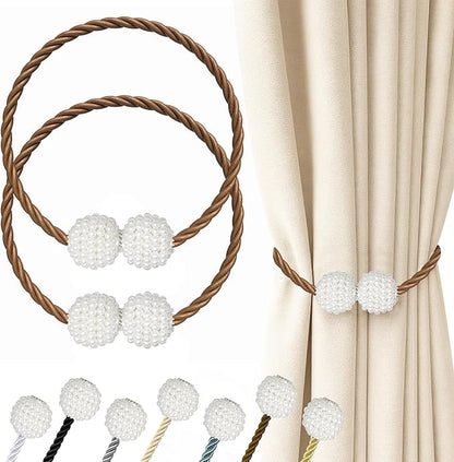 Hion Magnetic Curtain Tiebacks Dark Brown 2pcs, Curtain Tiebacks Buckles Holdbacks Holders Hooks Clip for Home Bedroom Office Decorative Curtain