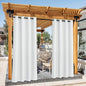 NICETOWN Canvas White Outdoor Curtains for Patio Waterproof, Silver Rustproof Grommet Top Privacy Protection Sun Block Indoor Outdoor Curtains/Drapes for Cabana, W55 by L95, 2 Panels