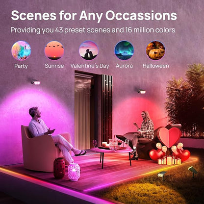 Linkind Smart Solar Lights Outdoor SL5 with Motion Sensor, APP Control Color Changing Solar Spot Lights Outdoor, St. Patrick's Day Decorations, IP65 Landscape Lighting for Yard, Garden, Path(2 Pack)