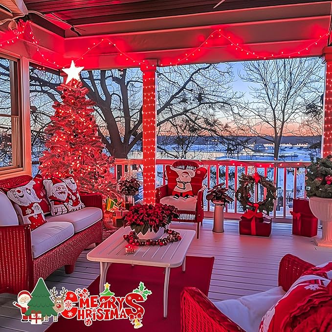 Red String Lights, 500 LEDs, 173 Ft, IP44 Waterproof