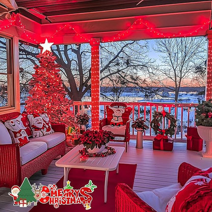 Red String Lights, 500 LEDs, 173 Ft, IP44 Waterproof